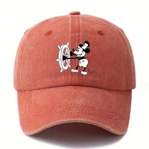 New! Orange Children’s Steamboat Willie Mickey Adjustable Baseball Cap Ages 6-13